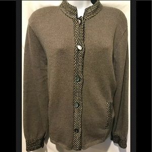 ANNE PEDERSEN Brown Black Button Wool Long